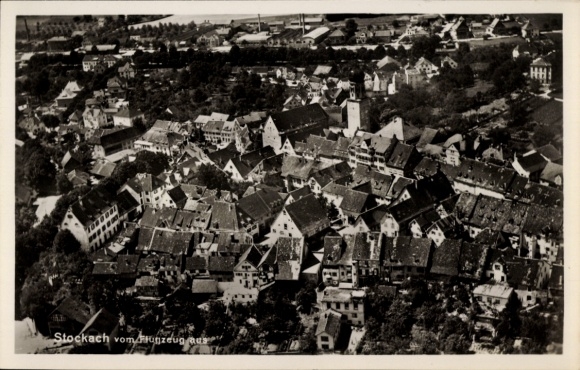 Postcard Stockach in Hegau Baden, aerial photograph