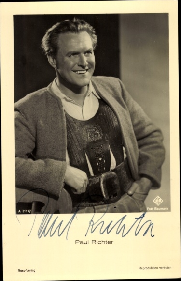 Postcard actor Paul Richter, portrait, Ross 3119/1, autograph