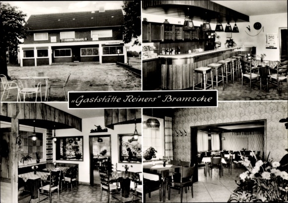 Ak Bramsche in Niedersachsen, Gaststätte Reiners, Bar, Klubräume, großer Parkplatz