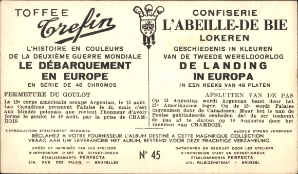 Postcard Reklame, Toffee Crefin, Fermeture du Goulot, Le Debarquement en Europe No. 45