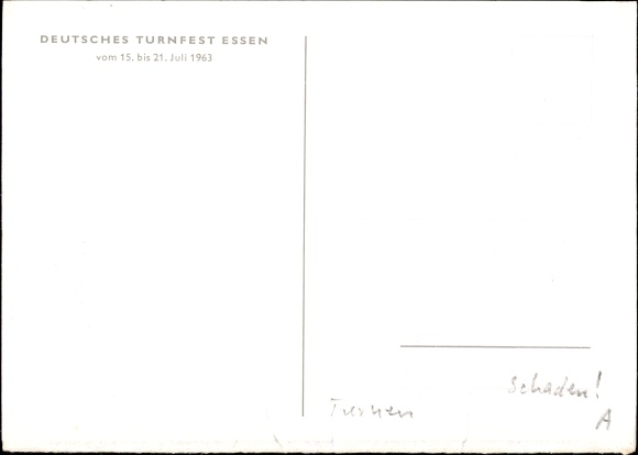 Postcard Essen in the Ruhr area, German gymnastics festival 15. - 21.07.1963