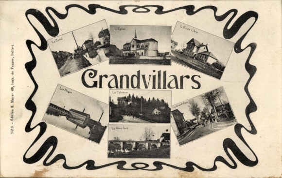 Postcard Grandvillars Territoire de Belfort, Various views of nformat, Black and white