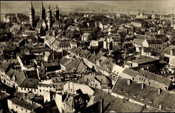 Postcard Naumburg an der Saale, view from the Wenzelsturm on the cathedral and the Unstrut valley