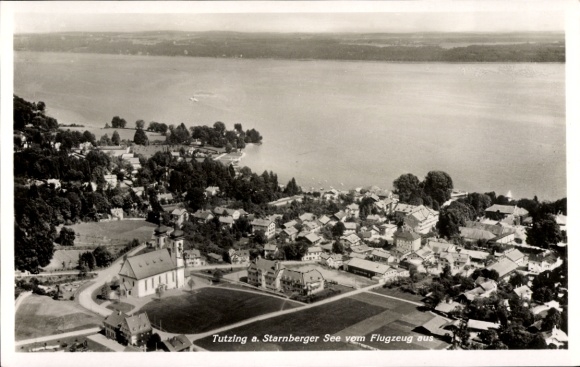 Postcard Tutzing on Lake Starnberg, Upper Bavaria, aerial photograph