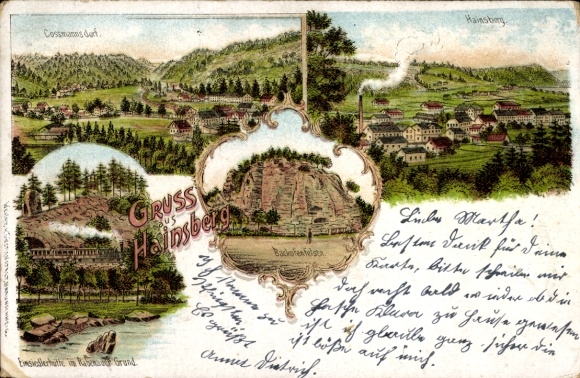 Chromo-Litho Cossmannsdorf Hainsberg Freital in Saxony, general view, hermit hut