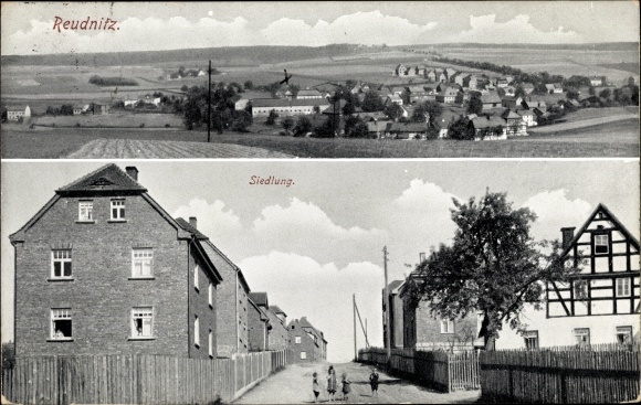 Postcard Reudnitz Mohlsdorf Teichwolframsdorf in Thuringia, total view, settlement