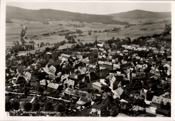 Postcard Wunsiedel in the Fichtelgebirge Upper Franconia, aerial photograph