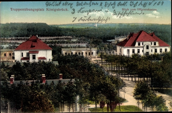 Postcard Königsbrück in Upper Lusatia, military training area, view from the officers&#39; mess