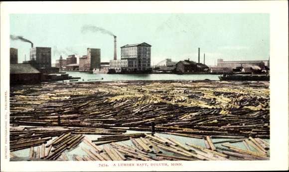 Ak Duluth Minnesota USA, Holzfloß