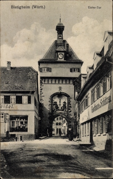 Postcard Bietigheim in Württemberg, Untertor, Gasthaus zum Schützen