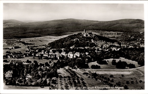 Postcard Königstein im Taunus, aerial photograph of Königstein, mountain health resort, castle ruins, landscape