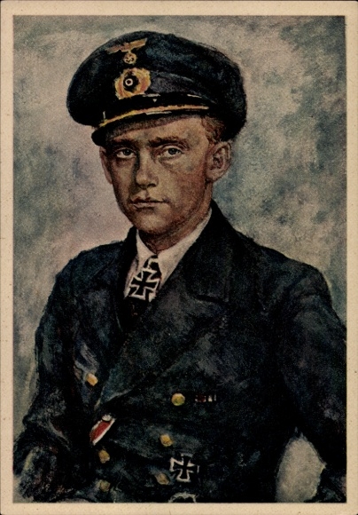 Artist Postcard Graf, Oskar, Friedrich Guggenberger, Lieutenant Commander, Navy, Knight's Cross recipient