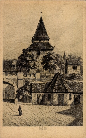 Artist Postcard Marschall, J., Ulm on the Danube, Zundeltor