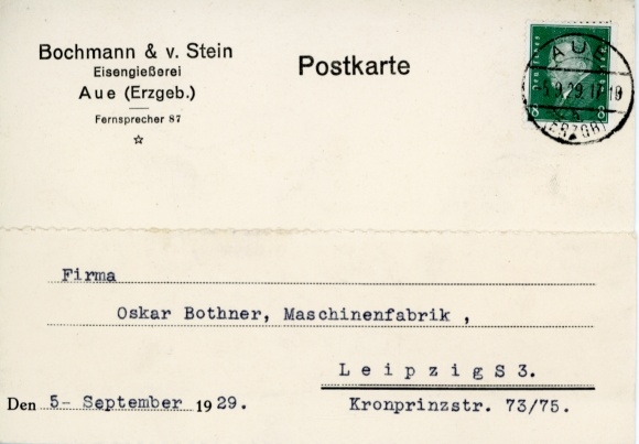 Ak Alberoda Aue im Erzgebirge Sachsen, Bochmann & v. Stein, Eisengießerei