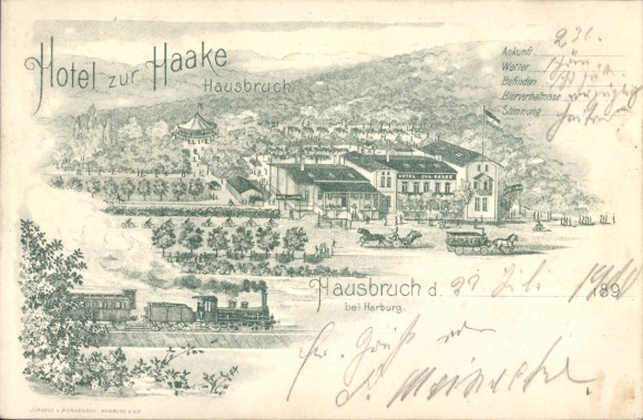 Chromo-Litho Hamburg Harburg Hausbruch, Hotel zur Haake, general view