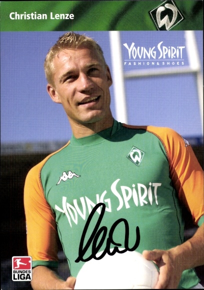 Autogrammkarte Fußballer Christian Lenze, Werder Bremen, Autogramm