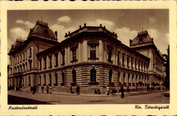 Ak Satu Mare Szatmárnémeti Roemenië, Sxatmárnémeti, Kir. Törvényszék, gebouwen, mensen op de