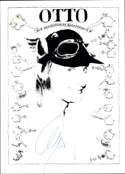 Autograph card Otto Waalkes, Otto the East Frisian messenger of the gods, Ottifanten, autograph