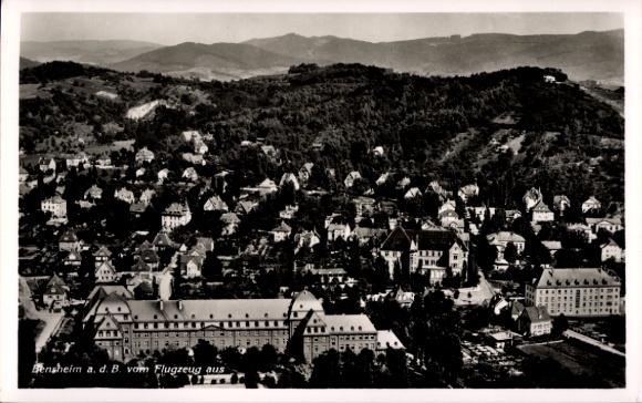 Postcard Bensheim on the Bergstraße Hesse, aerial view of building, landscape, clouds