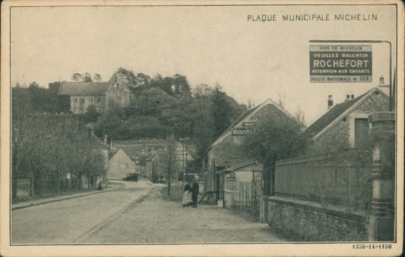 Postcard Rochefort en Yvelines, Michelin sign at the entrance to the town, Route Nationale No. 188