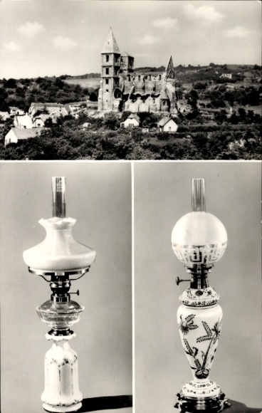 KP Zsambek Schambeck Węgry, zamek, lampa naftowa, architektura, fotografia czarno-biała