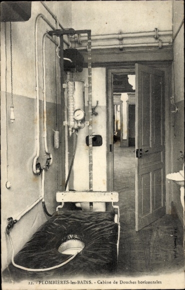 Postcard Plombieres les Bains Côte d'Or, Cabine de Douches horizontales, shower