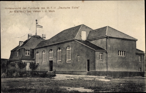 Postcard Marwitz Velten in the Mark, gymnasium of the MTV Deutsche Eiche