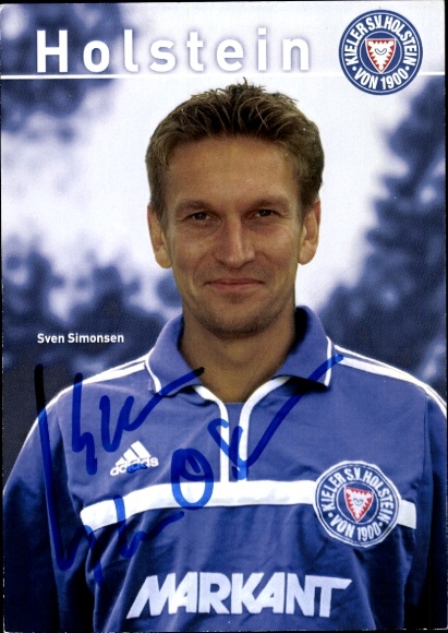 Karta autografu piłkarza Svena Simonsena, Holstein Kiel, autograf