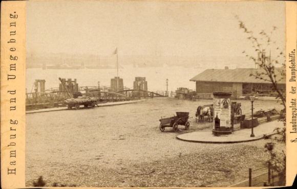 CdV Hamburg, port, landing place for steamships, advertising column
