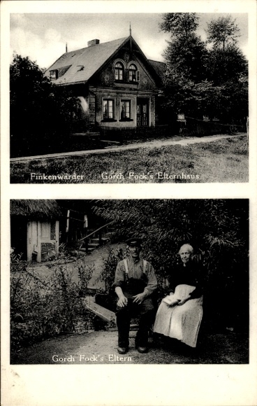 Postcard Hamburg Mitte Finkenwerder Finkenwärder, Gorch Fock's parents' house, Gorch Fock's parents