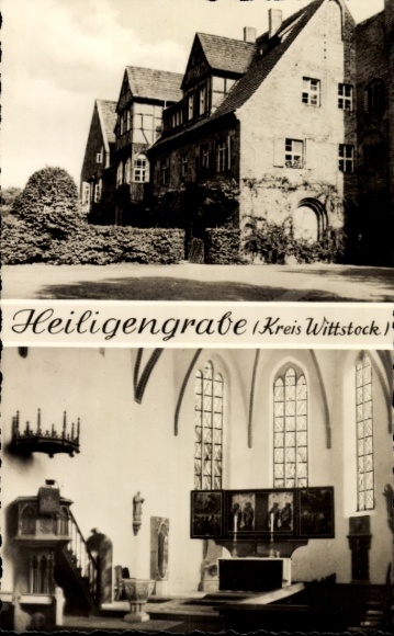 Postcard Heiligengrabe in der Prignitz, residential building, church interior view