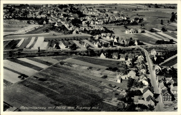 Ak Maximiliansau Wörth am Rhein, Fliegeraufnahme, Pfortz