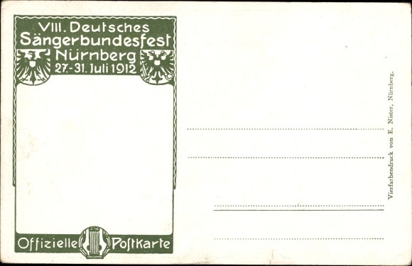 Coat of arms artist PC Schmidt, C., Nuremberg, 50th anniversary of the German Singers&#39; Association 1912, Singers&#39; Association Festival