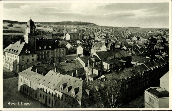 Ak Geyer in het Ertsgebergte, algemeen beeld van de stad met het stadhuis