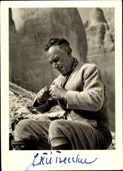 Postcard actor Luis Trenker, mountaineer, portrait, autograph