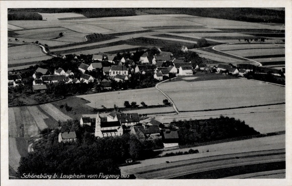 Postcard Schönebürg Schwendi in Upper Swabia, aerial photograph