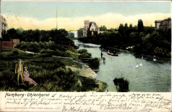 Postcard Hamburg Nord Uhlenhorst, on the Alster