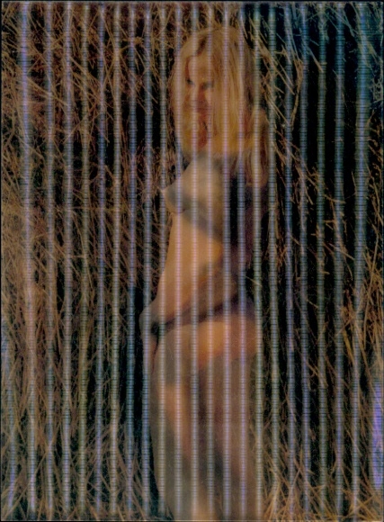 3-D Postcard Female Nude, Naked Woman, Breasts, Stefanie, Hay