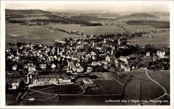 Postcard Isny im Allgäu, aerial photograph, climatic health resort