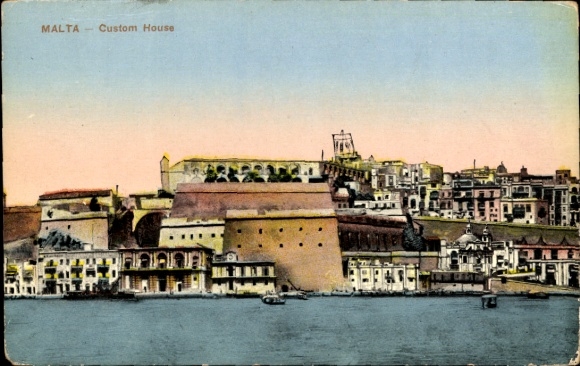 Postcard Malta, Customs Office