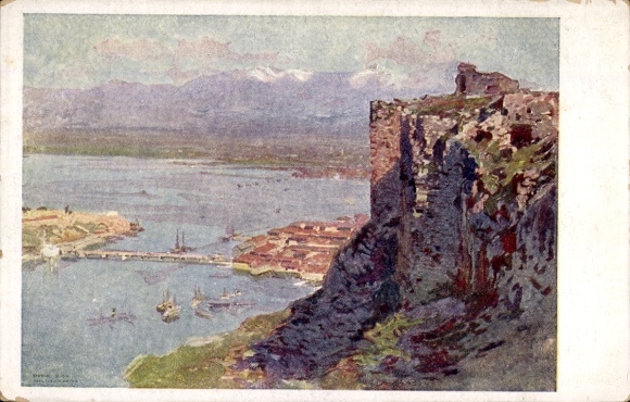 Artysta KP Prinz, Karl Ludw., Skutari Shkodra Albania, panorama starego tureckiego fortu