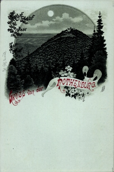 Mondschein Litho Kyffhäuserland Thüringen, Rothenburg