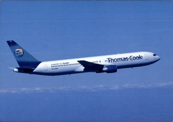 Postcard passenger aircraft Boeing 767, Thomas Cook powered by Condor