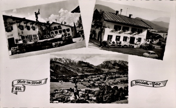 Postcard Reit im Winkl Upper Bavaria, Panorama, Milchbar