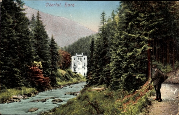 Postcard Oker Goslar am Harz, Okertal, River, Hotel