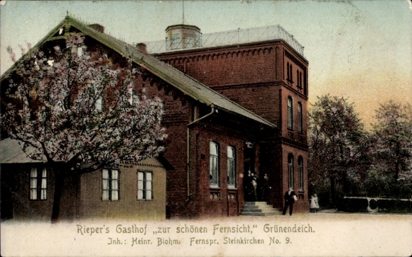 Ak Grünendeich in Niedersachsen, Rieper's Gasthof zur schönen Fernsicht