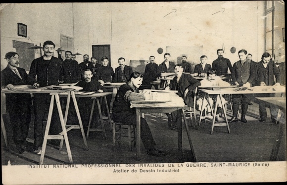 Postcard Saint Maurice Val de Marne, National Professional Institute for War Invalids, Workshop