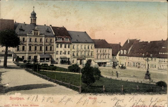 PC Old Town Stolpen in Saxony, city view, market, buildings, postmark, atmosphere