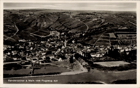 Postcard Randersacker am Main Lower Franconia, aerial photograph