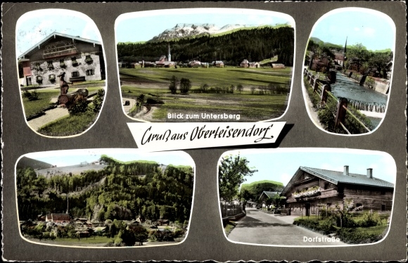 Postcard Oberteisendorf Teisendorf in Upper Bavaria, Untersberg, Dorfstrasse, Panorama